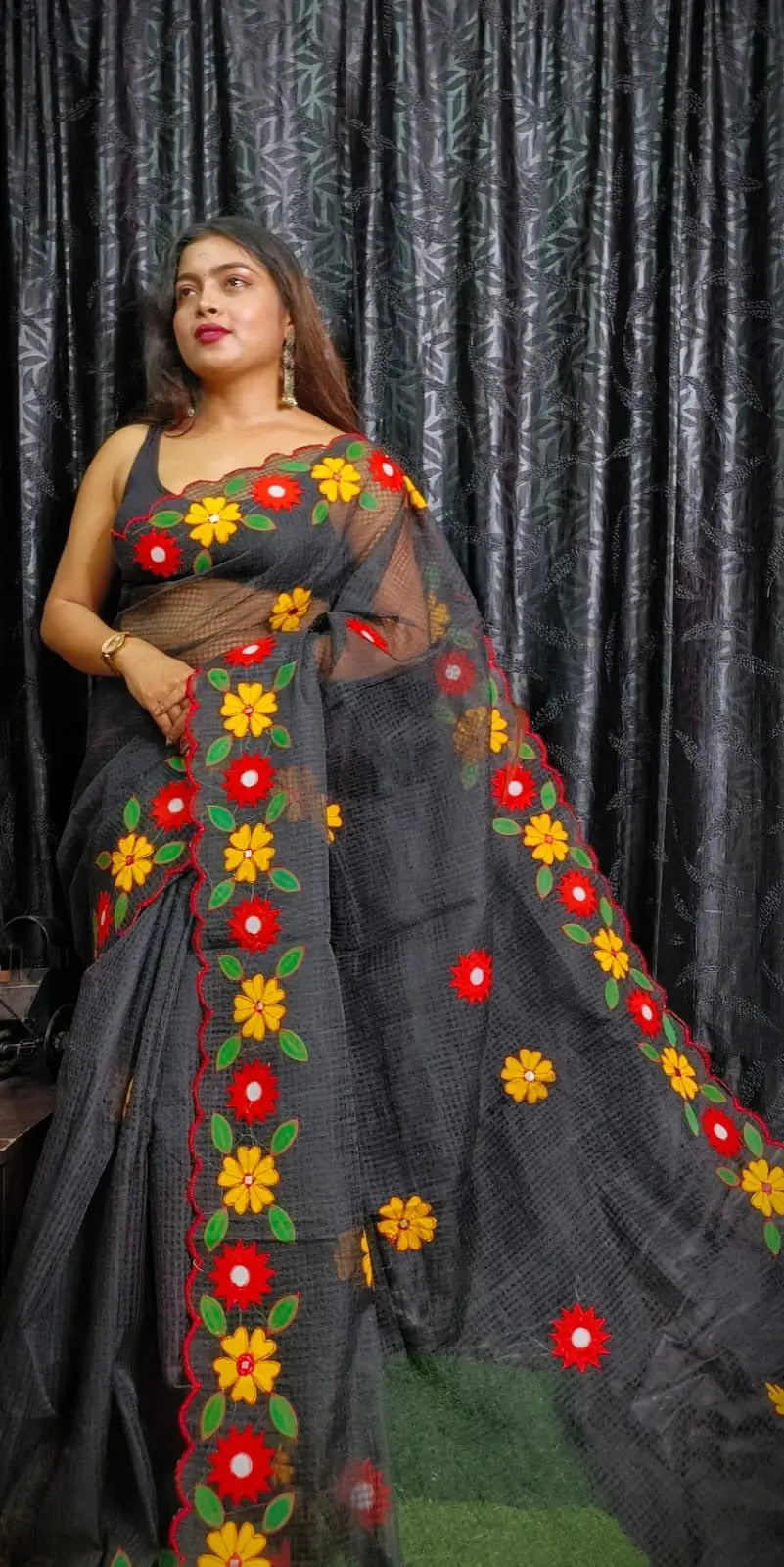 Resham Kota Applique saree Putul's fashion