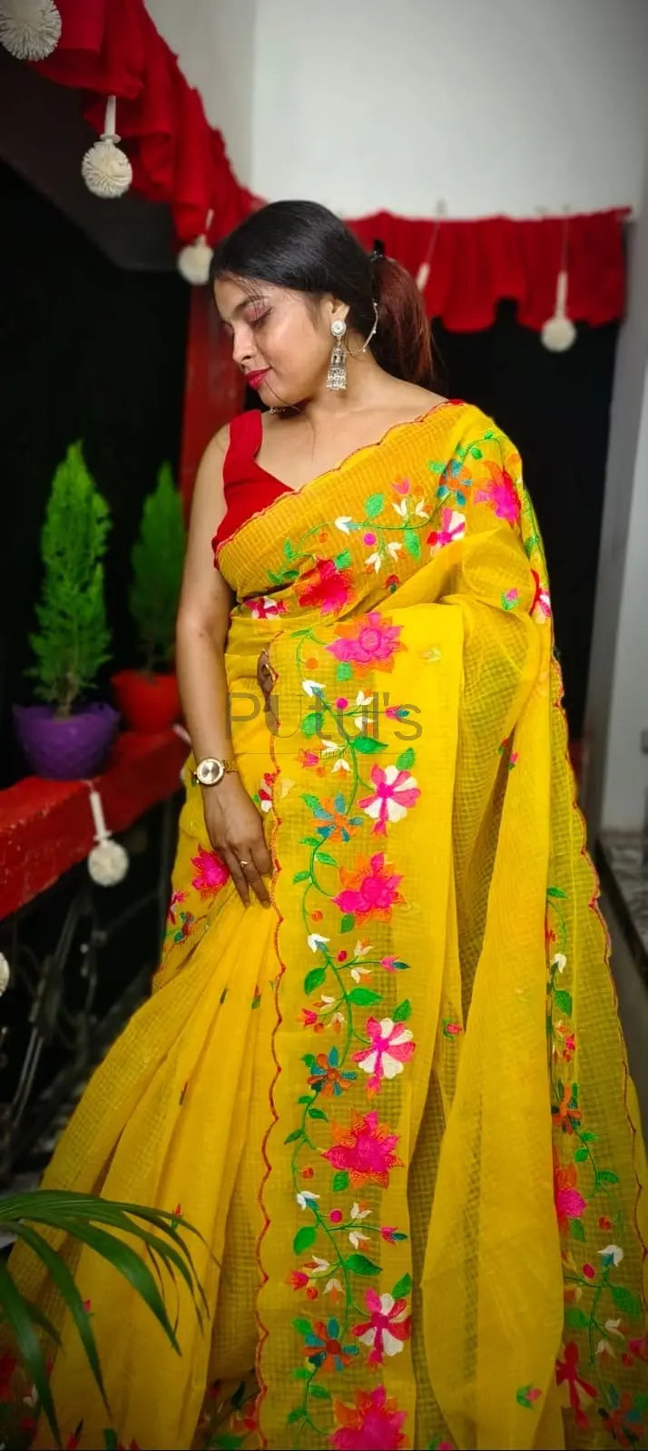 Resham kota applique saree with cut work Putul's Fashion