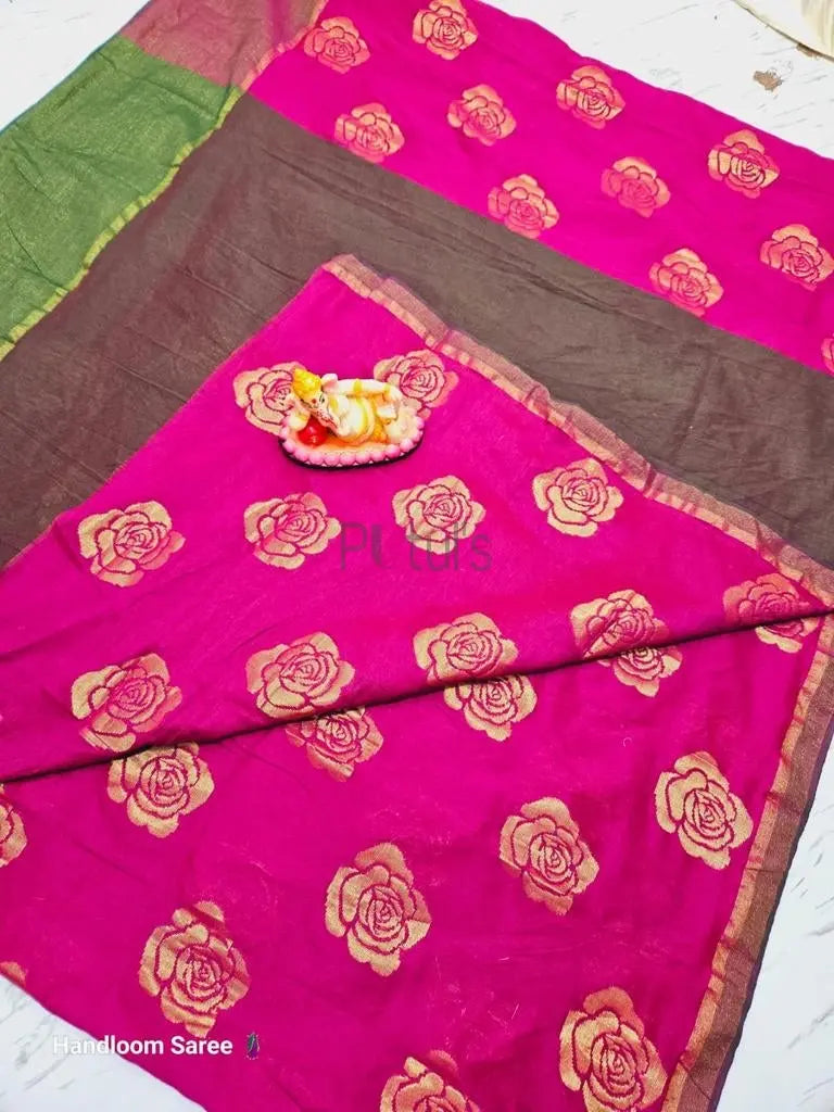 Rose motif modal cotton jamdani saree Putul's Fashion