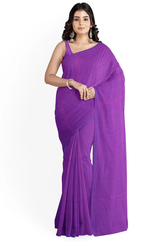 Self colour soft handloom brinjal violet Putul's fashion
