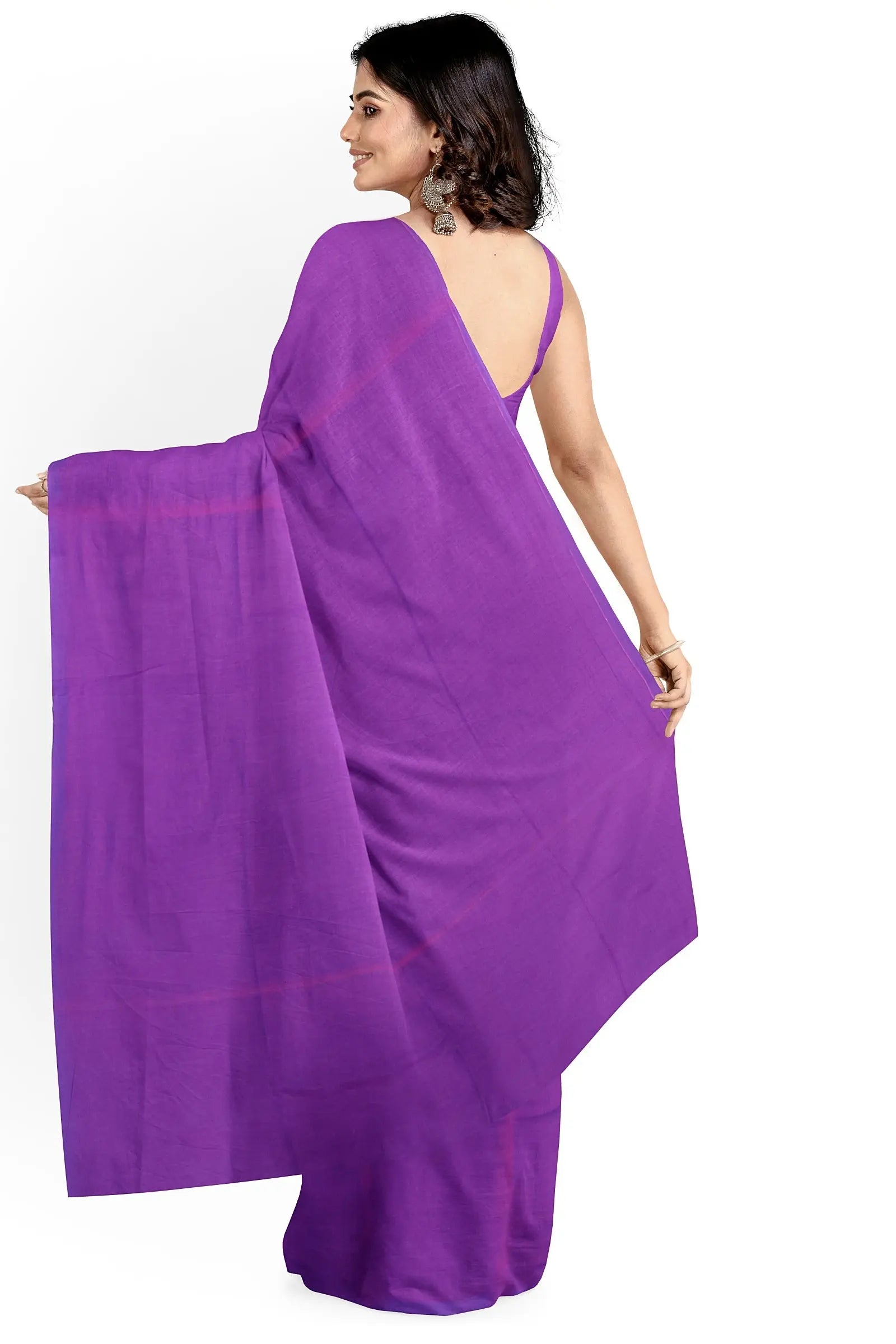 Self colour soft handloom brinjal violet Putul's fashion