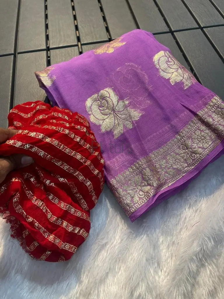 Semi georgette silk of flower weaving Putul's Fashion