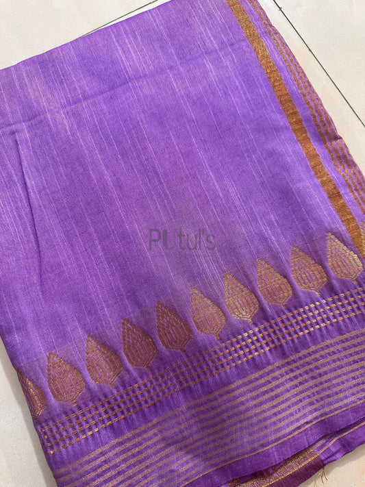 Semi tussar silk with zari border Putul's Fashion