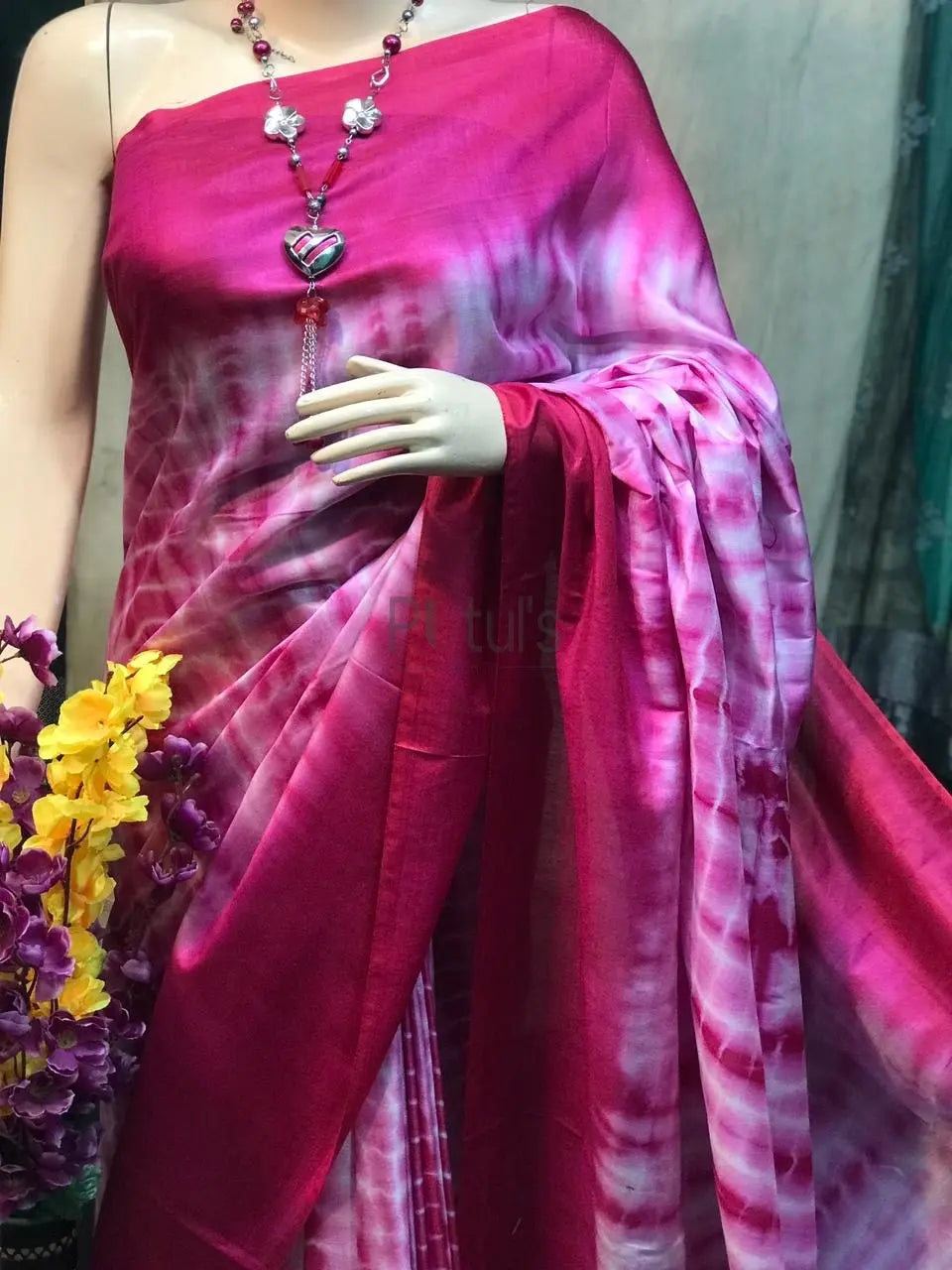 Shibori katan silk saree Putul's Fashion