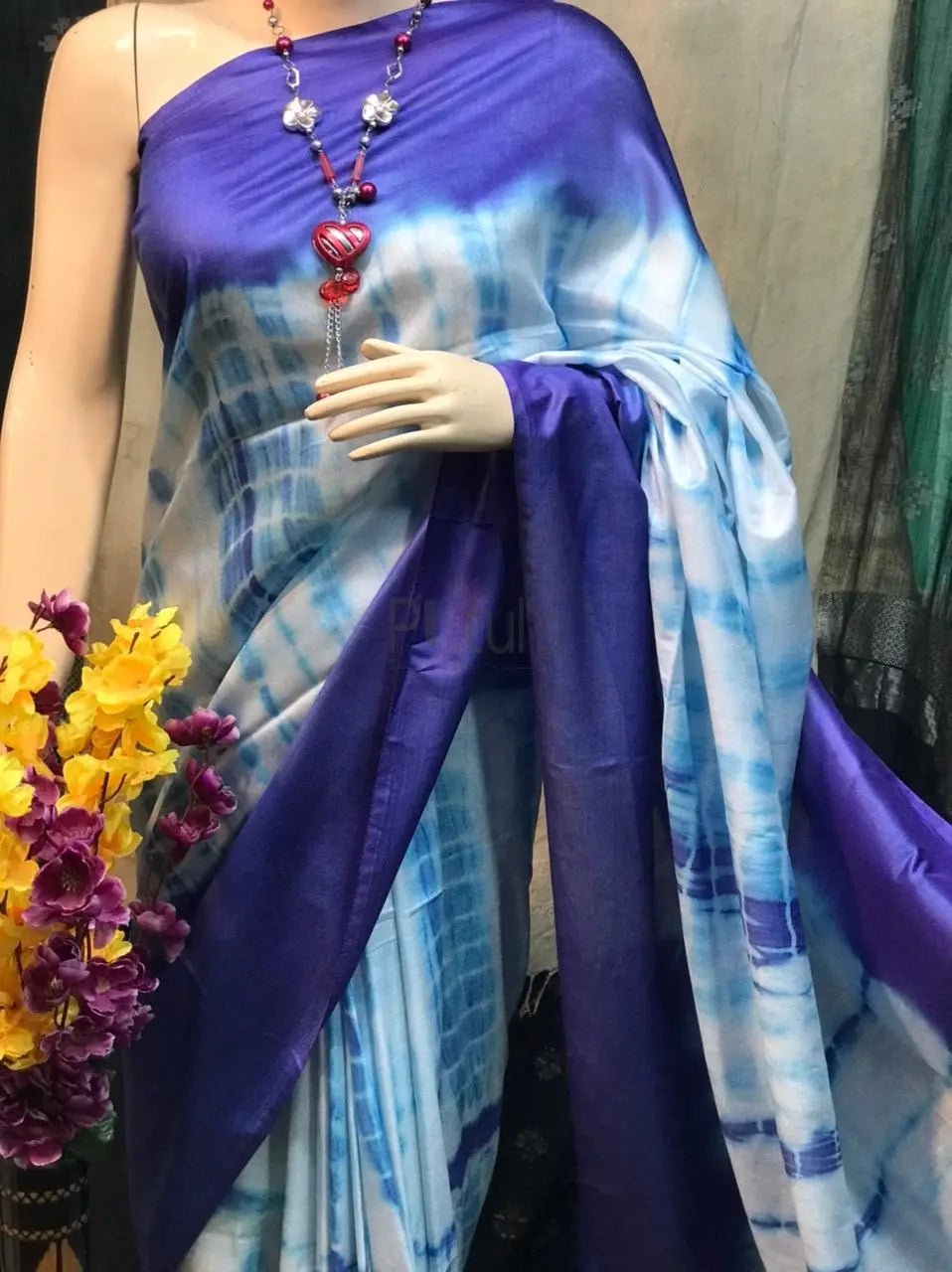 Shibori katan silk saree Putul's Fashion
