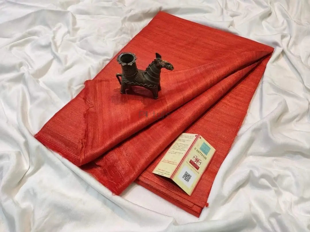 Single dye gicha tussar silk saree silk mark certified Putul's Fashion