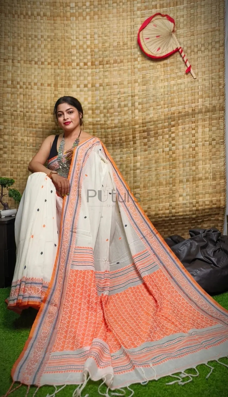 Trendy Cotton jamdani saree Putul's Fashion