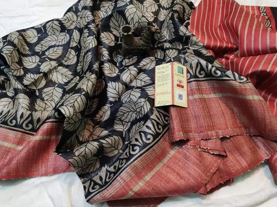 Tussar silk Gicha pallu printed saree Putul's Fashion