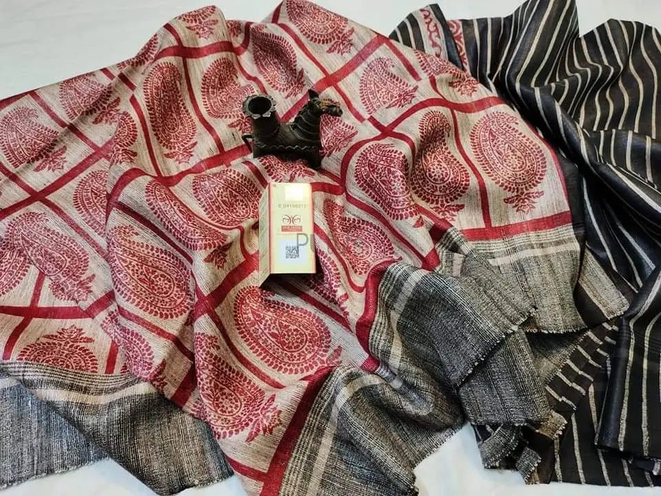 Tussar silk Gicha pallu printed saree Putul's Fashion