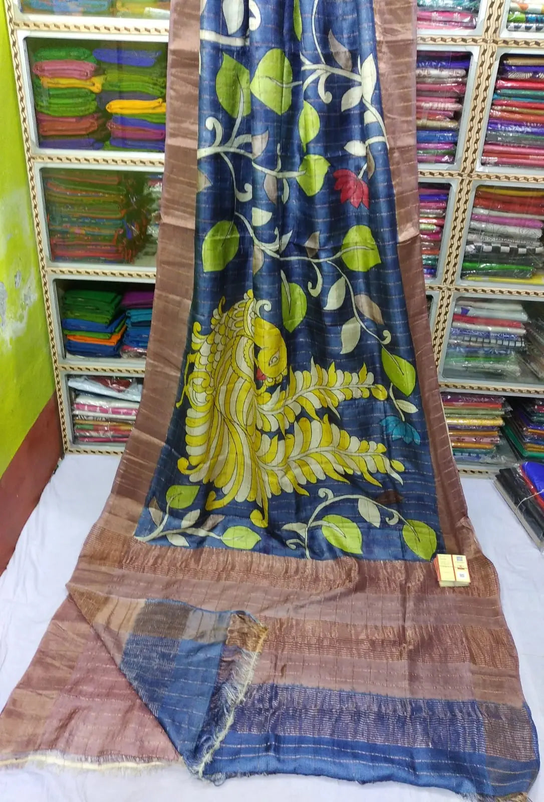 Tussar silk saree handpainted Putul's fashion
