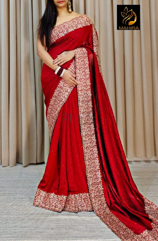 Vichitra silk saree with stone allover the saree Putul's Fashion