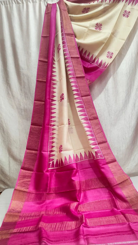 Zari border Tussar silk Putul's fashion