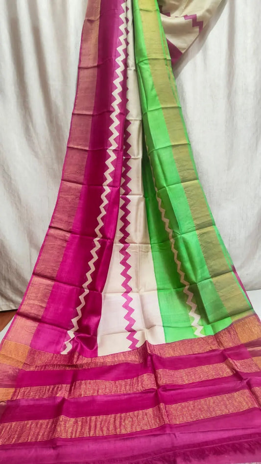 Zari border tussar silk Putul's fashion