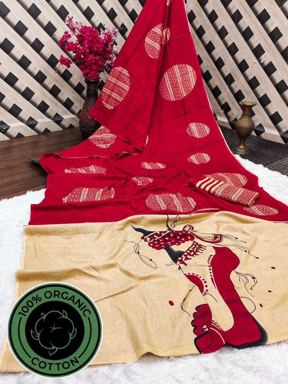 Cotton saree bagru block print - Lakshmi