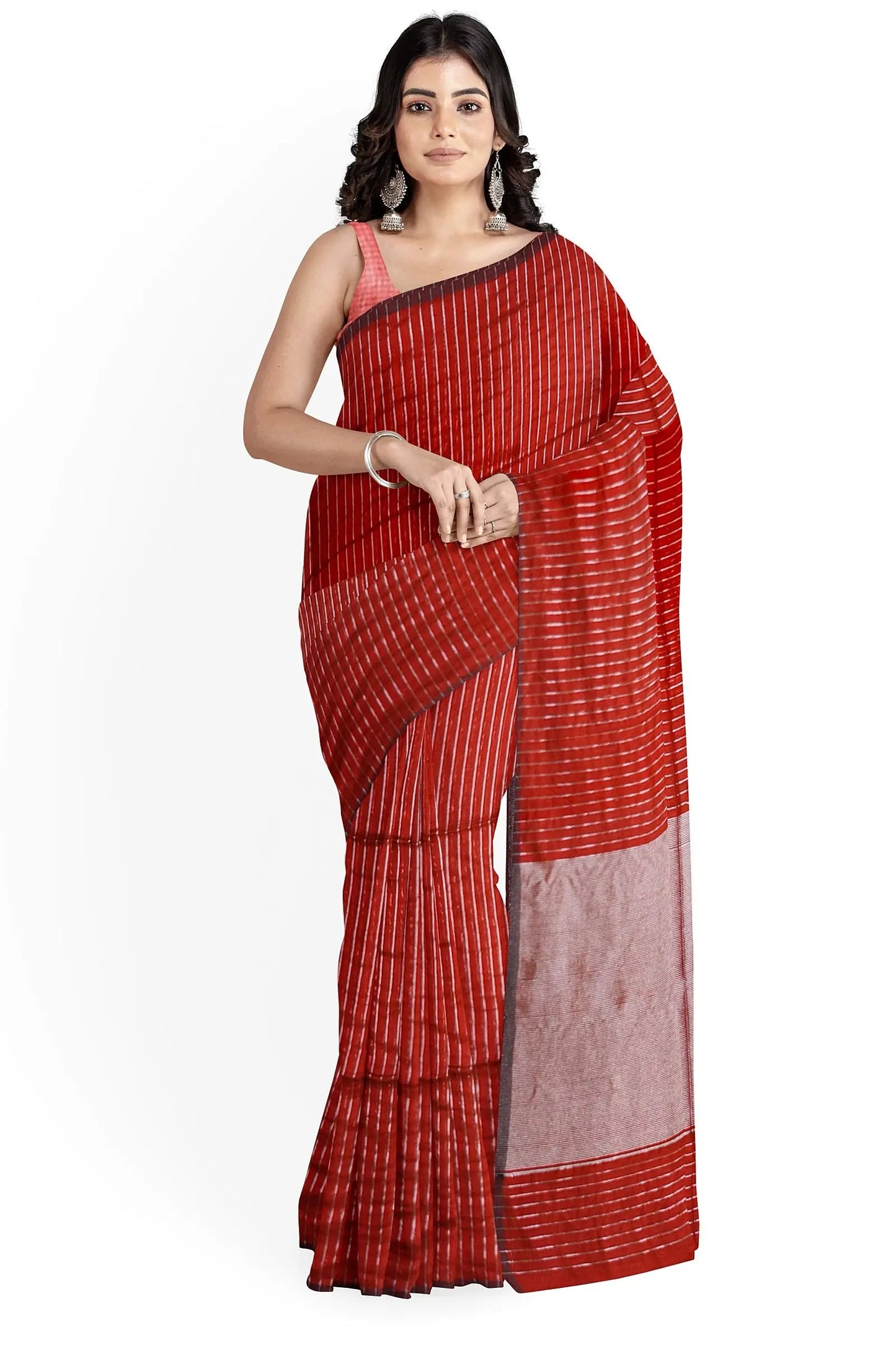 Handloom zari silver check saree Putul's fashion