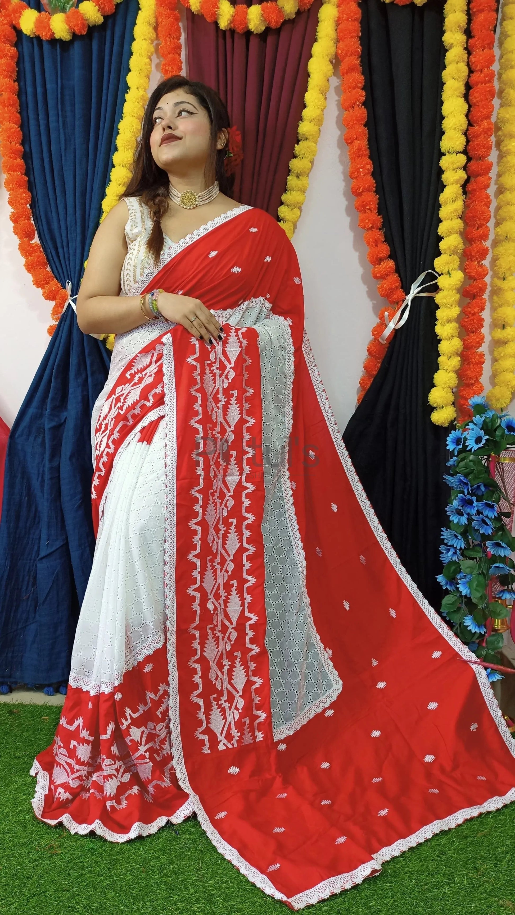 Hakoba Cotton fusion saree Putul's Fashion