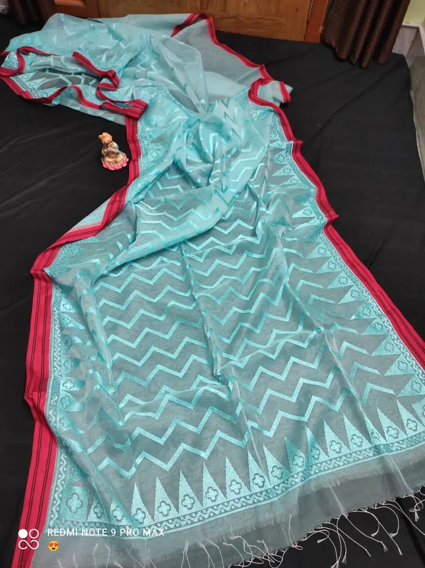Parsi embroidery muslin saree of Bengal Putul's Fashion