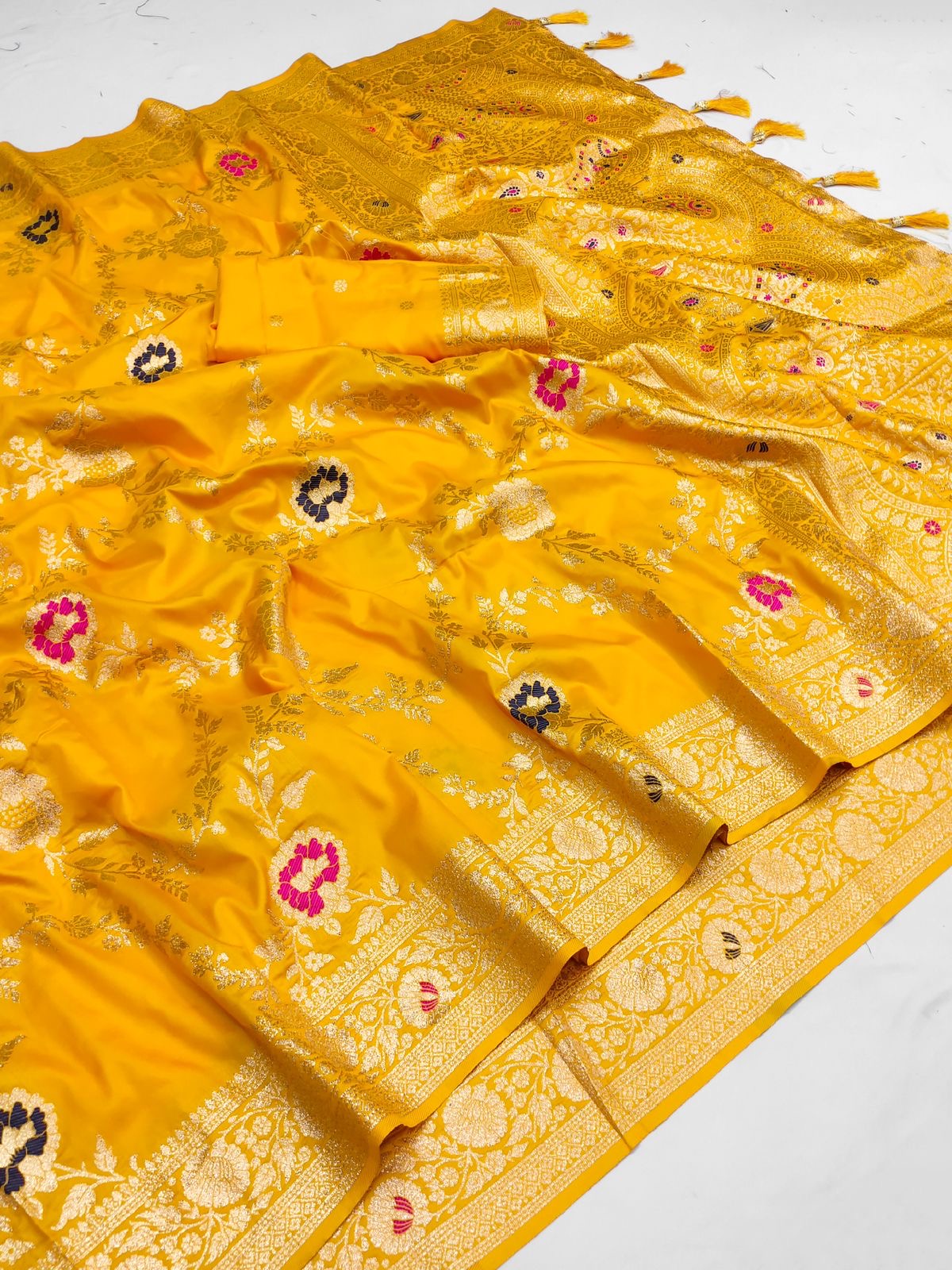 Minakari jaal katan silk saree