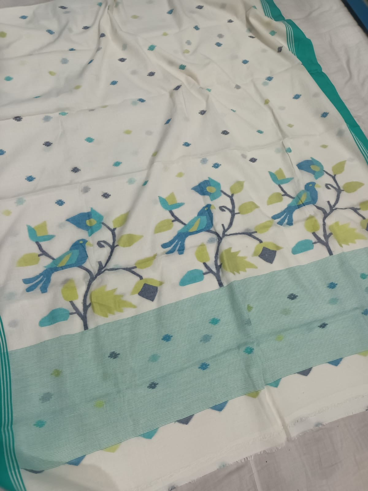 Handwoven Cotton jamdani totally handwork saree of Bengal - Cotton jamdani