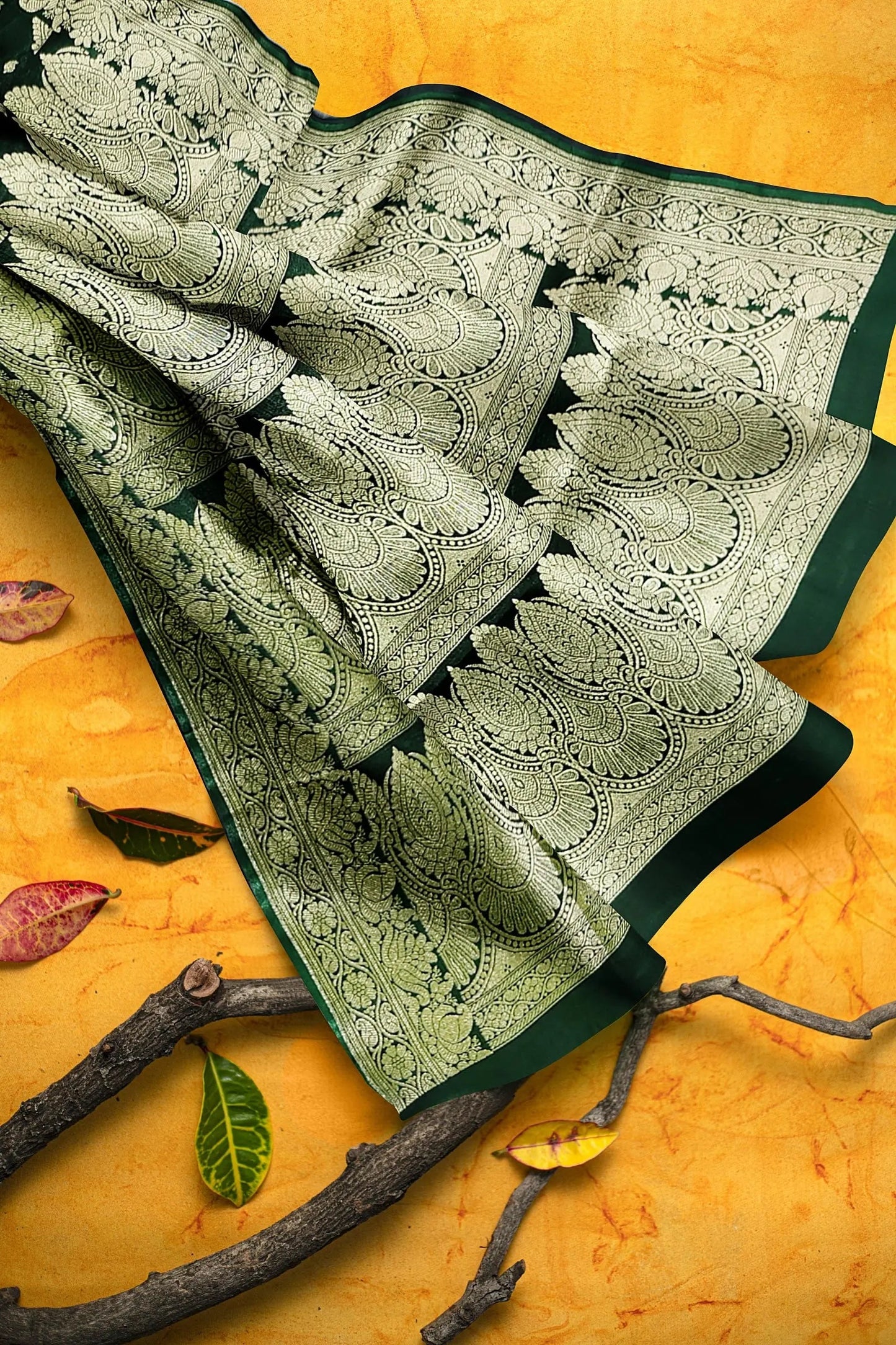 Katan banarasi kolka motif green Putul's fashion