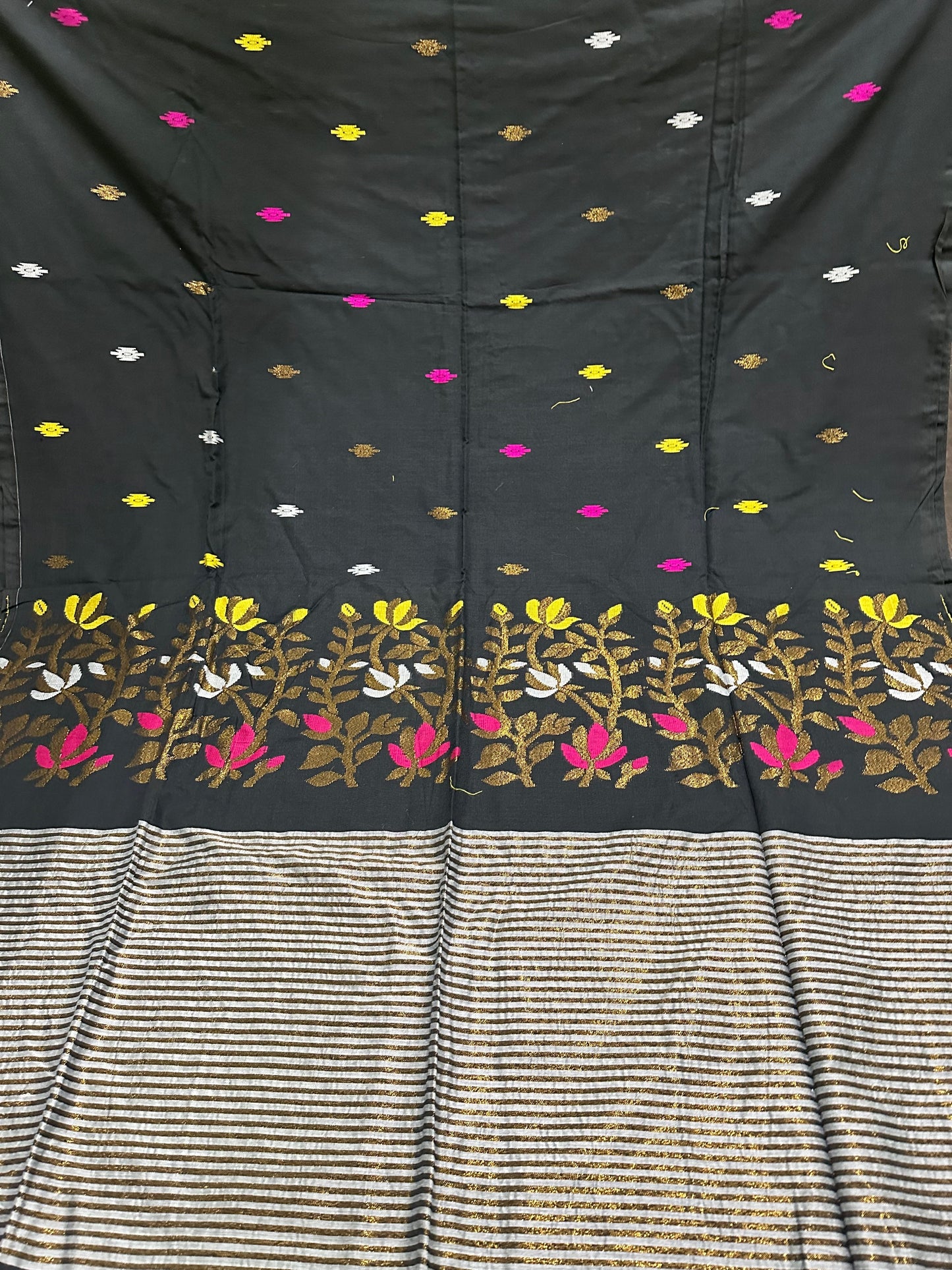 Mercerized cotton saree weaved - Black