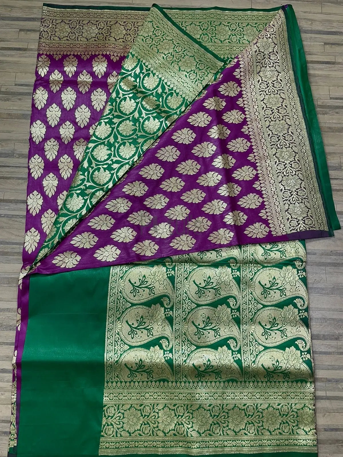 Parrot Green And Brick Red Cotton Blend Handwoven Patli Pallu Saree Wi –  arhi.in
