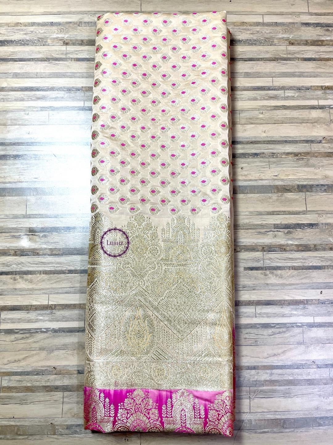 banarasi silk saree Premium quality - Cream