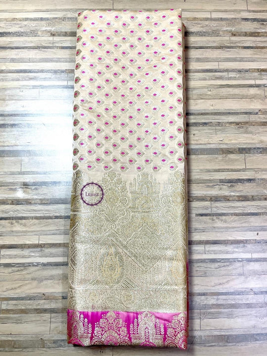 banarasi silk saree Premium quality - Cream