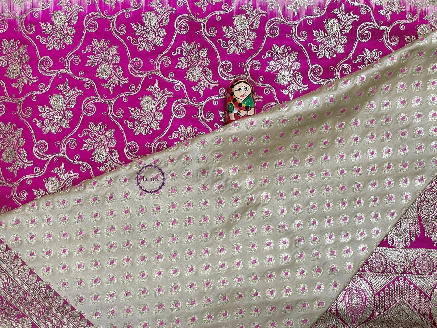 banarasi silk saree Premium quality - Cream