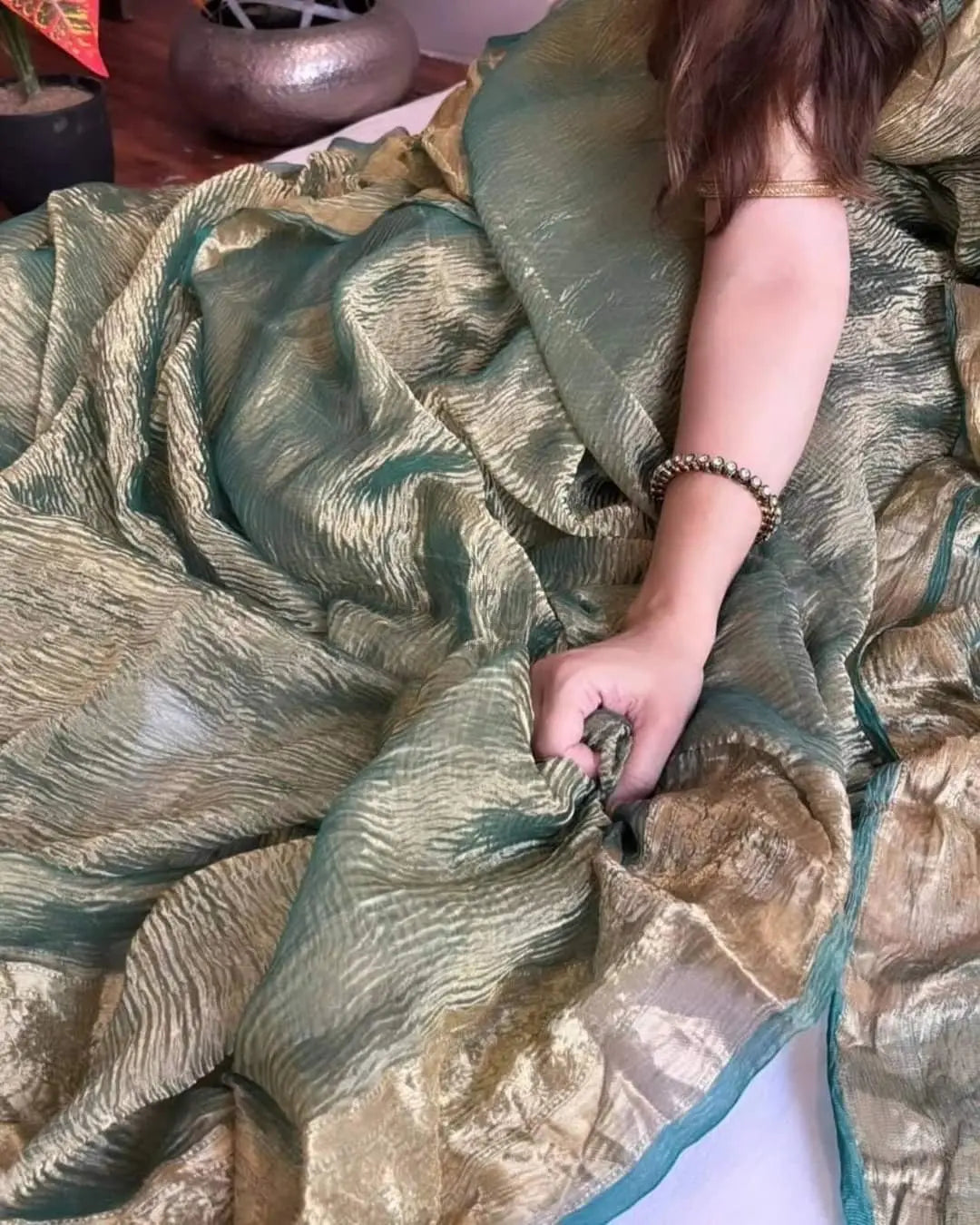 Crushed tissue banarasi saree Putul's Fashion