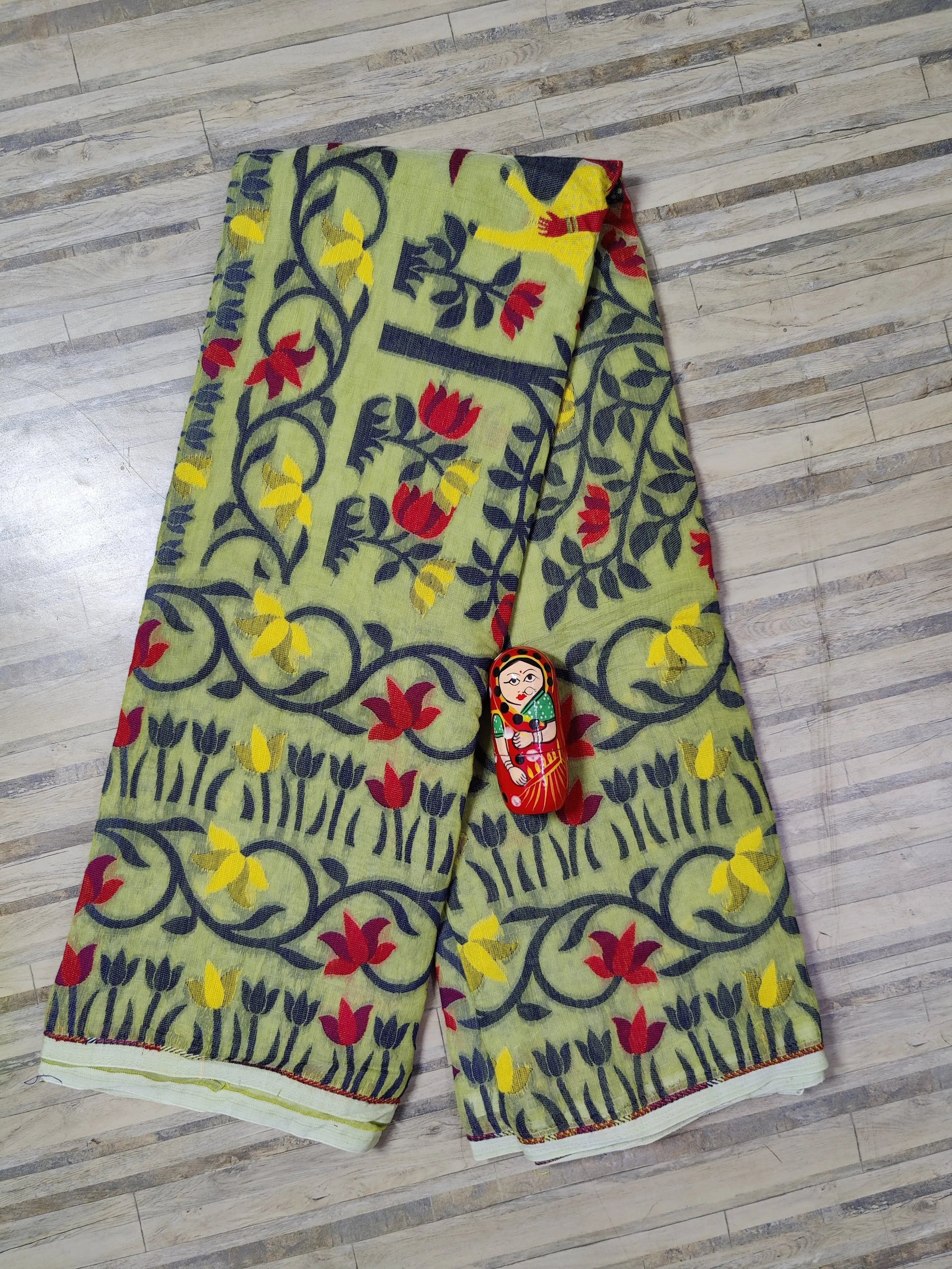 Bengal soft dhakai Jamdani Shakuntala Green