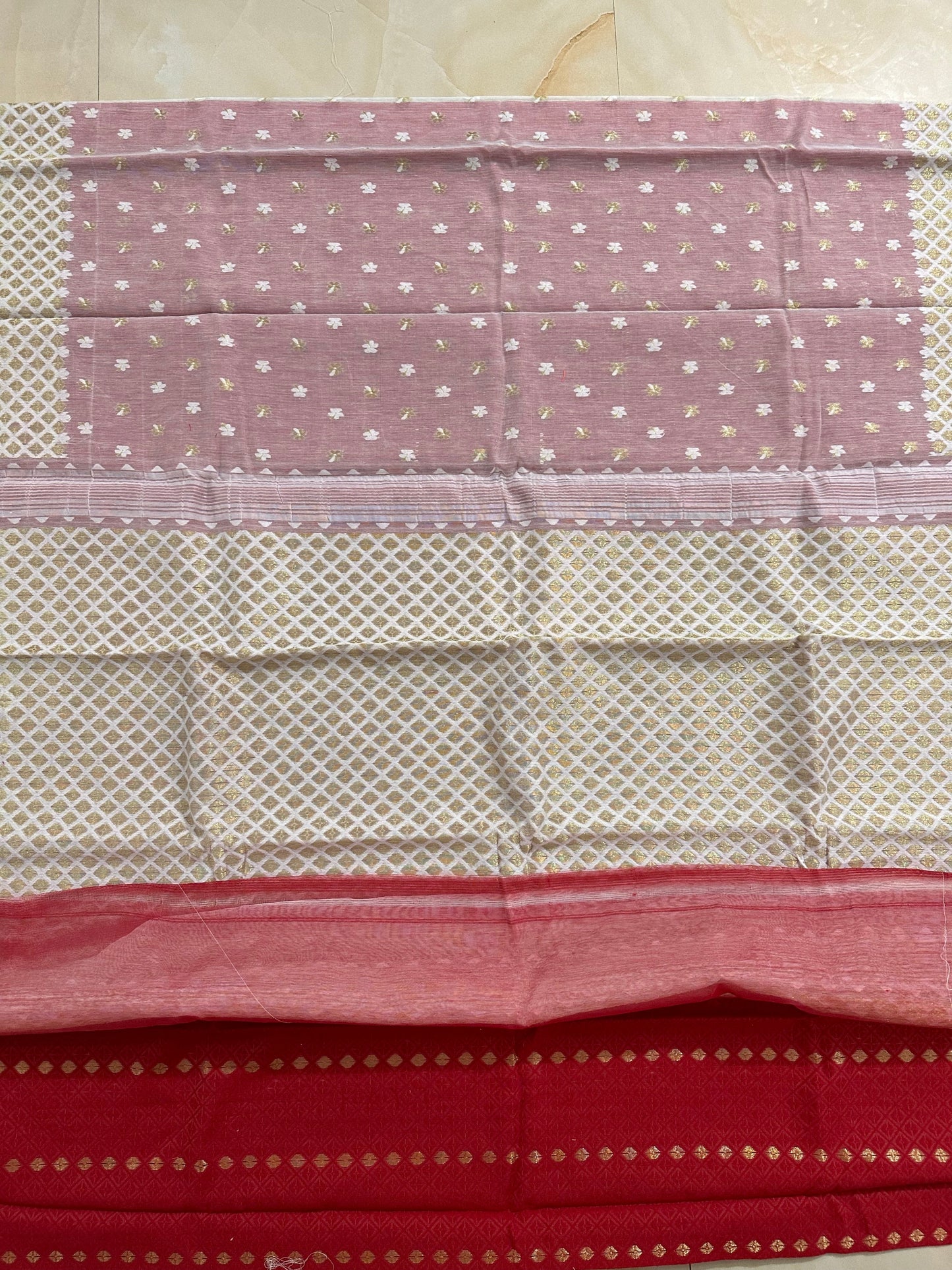 Bengal Soft Dhakai Jamdani Half Half Saree - Putul's Fashion