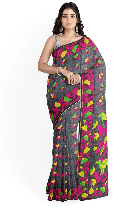 Bengal Jamdani Moyna Black