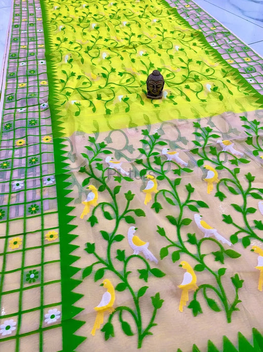 Bengal soft dhakai jamdani saree of Bengal Moyna pakhi will be chirping Putul's Fashion