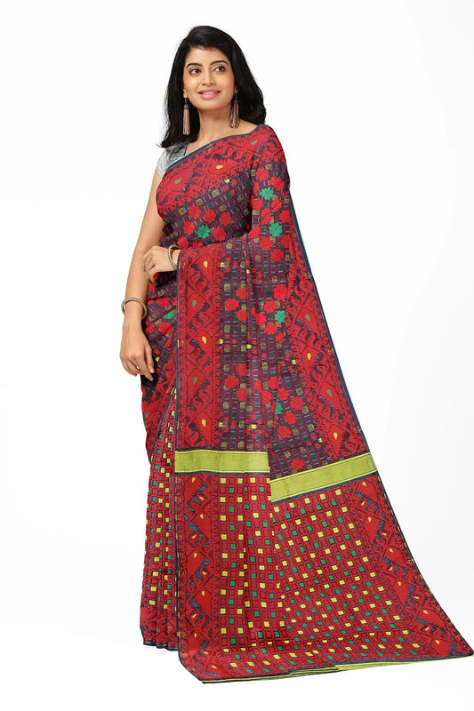 Bengal Jamdani Siuli Black Red