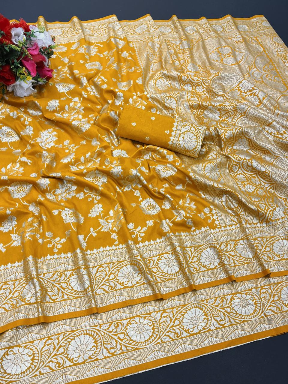 Soft dola silk saree - Mustard