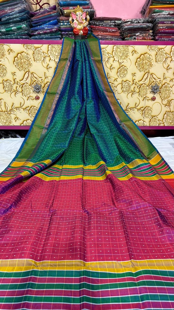 Bishnupur Katan Silk Saree by Putul’s Fashion Silk Mark Certified - 🦚 peacock - Bishnupur silk