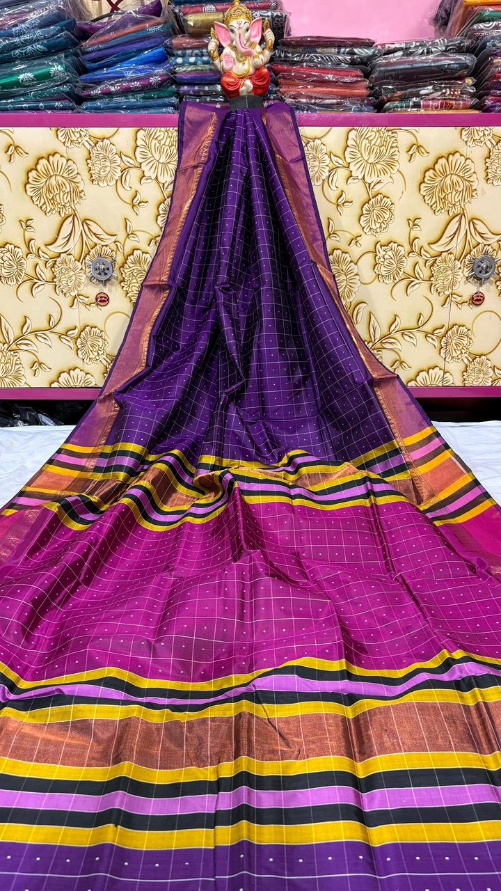 Bishnupur Katan Silk Saree by Putul’s Fashion Silk Mark Certified - Purple - Bishnupur silk