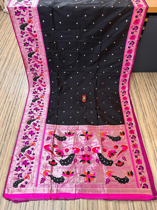 Black coloured paithani silk saree