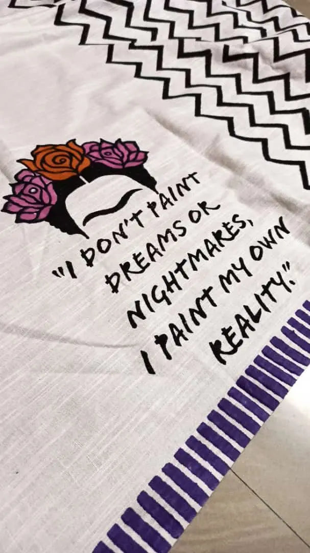 Block print saree of Bengal signature saree..Frida Kahlo Putul's fashion