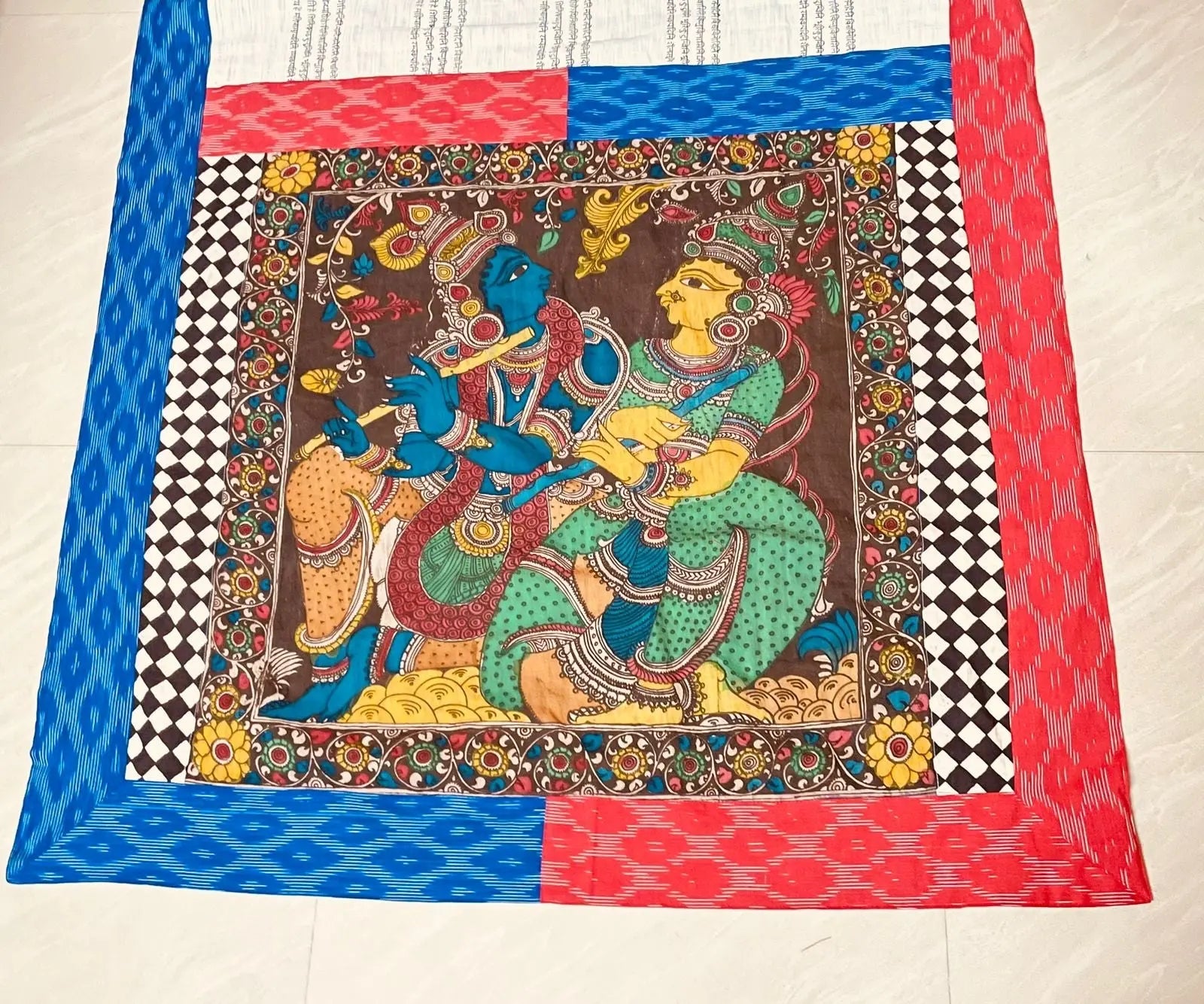 Sanskrit Script Block Print Khadi Cotton Saree Putul's Fashion