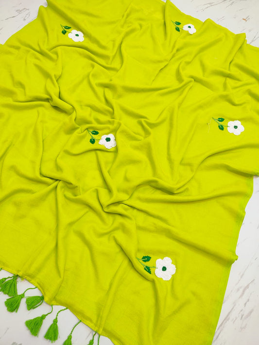 Celeb inspired 120 count Mul cotton embroidery neon green - Mul cotton