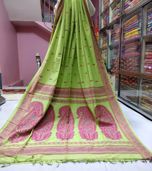 Cotton Baluchori saree An elegance of Bengali heritage saree - Pista - cotton saree