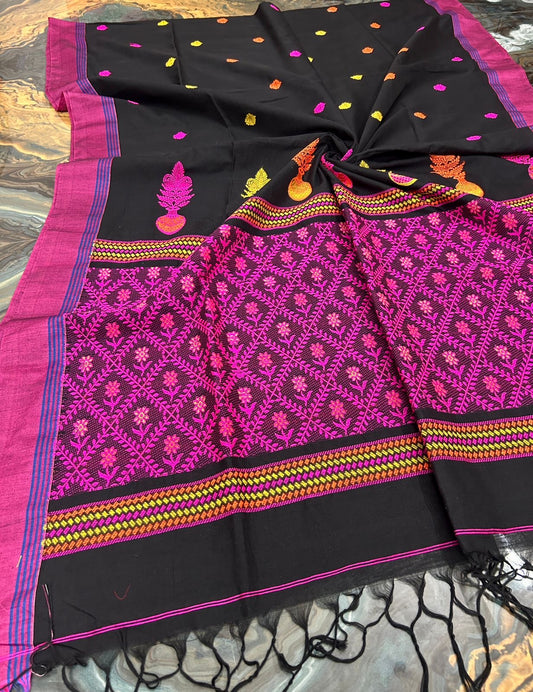 Cotton banarasi saree puja collection - Black