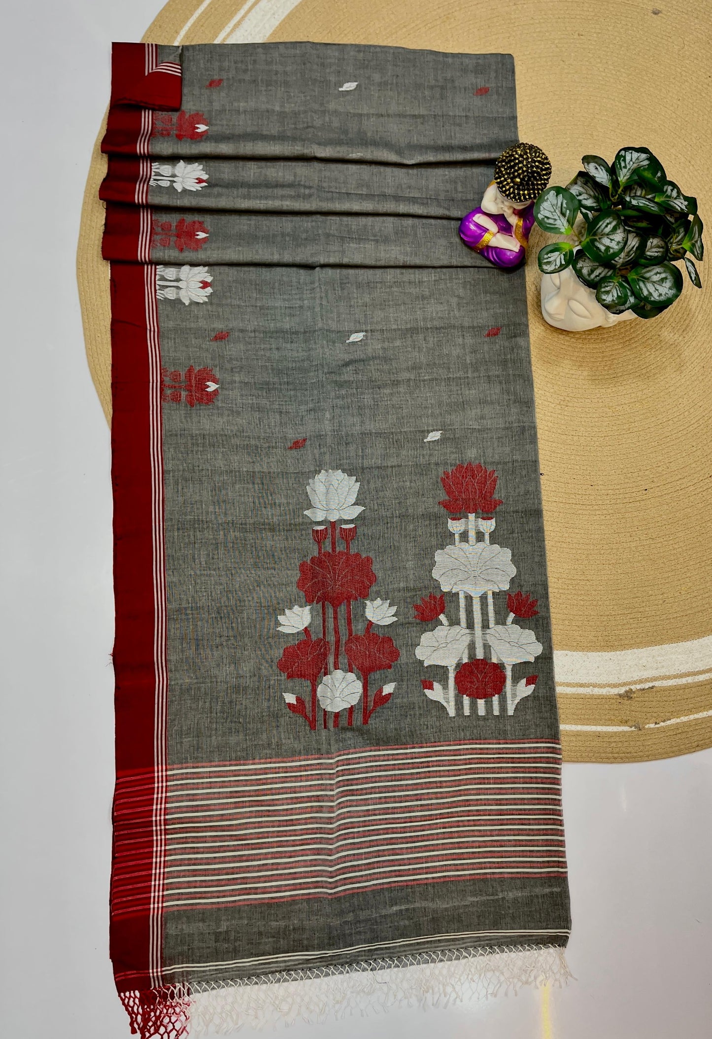 Cotton bi cotton jamdani saree - Cotton jamdani