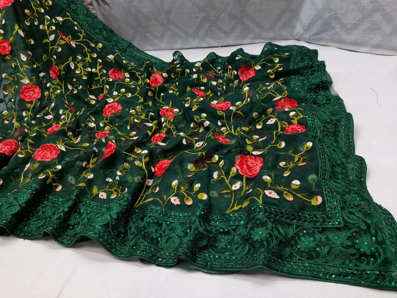 Soft net with chain stich work Putul's fashion