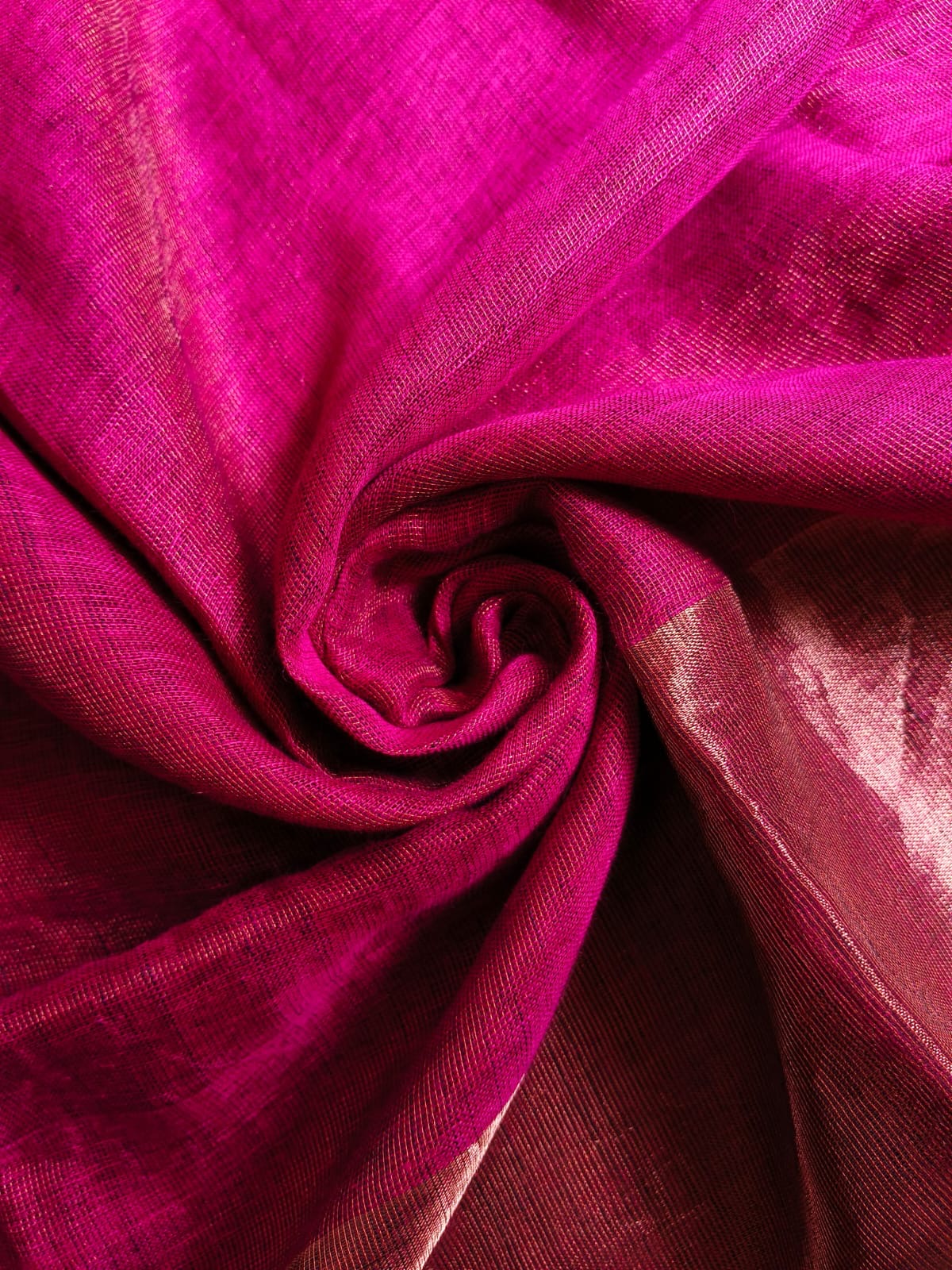 Metallic linen saree zari pallu - Rani