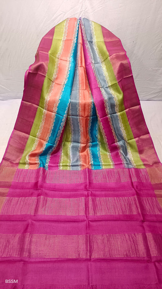 Zari border Gachi Tusar saree from Bishnupur - 1