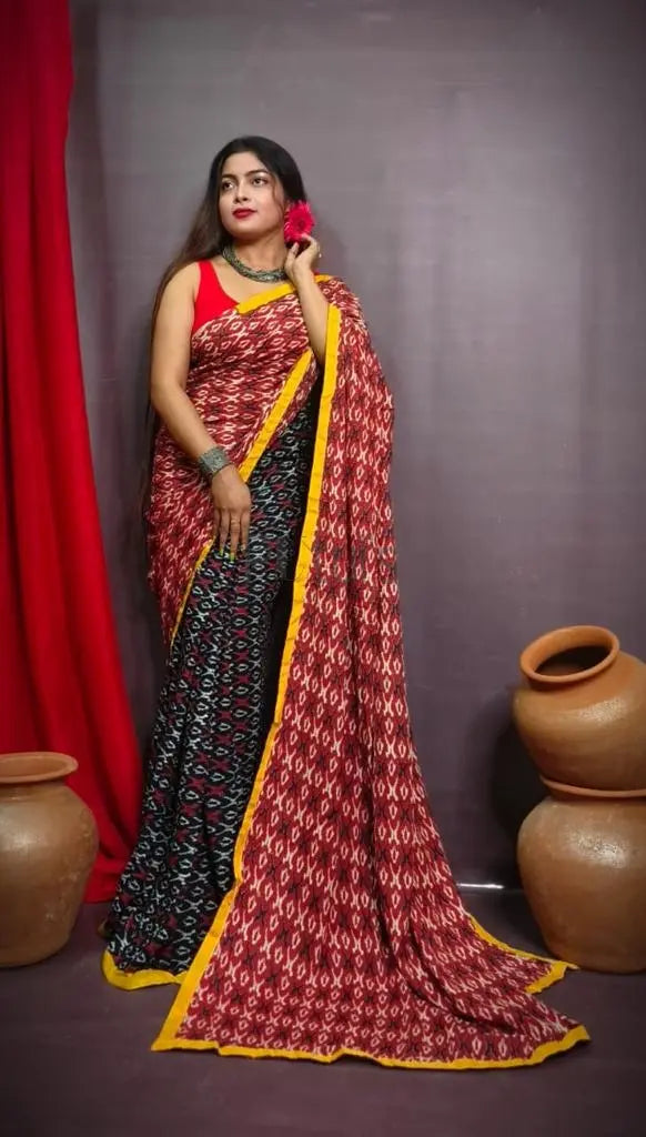 Ajrakh print mix n match fusion saree Putul's Fashion