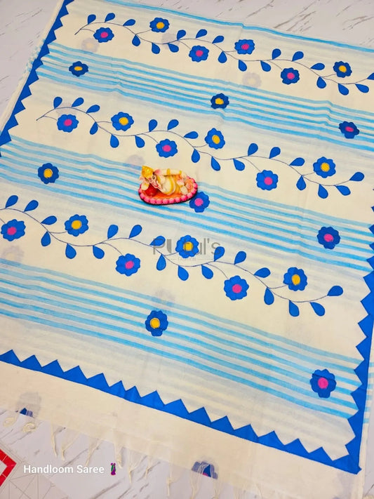 Dhonekhali Cotton embroidered saree Putul's Fashion